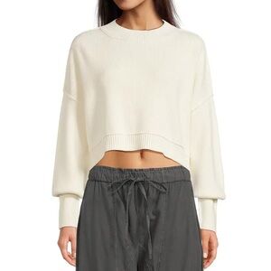 Free People Cream Crew Neck Sweater